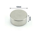 5 Adet - 12x6 Mm Neodyum Mıknatıs Neodim Magnet Yuvarlak