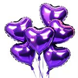 5 Adet 18 Inç 45 cm Kalp Folyo Balon Mor