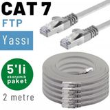 5 adet 2 metre IRENIS CAT7 Kablo Yassı FTP Ethernet Network LAN Kablosu