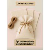 5 Adet 20×25 cm Ham Bez Bej Renk Kese_çok Amaçlı Bez Poşet