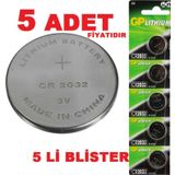 5 Adet 2032 Lithium Cell Battery 3v Cr2032 Dl2032 3 Volt Garaj Kepenk Kumanda Pili