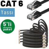 5 Adet 25 Cm Irenıs Cat6 Kablo Yassı Ethernet Network Lan Ağ Kablosu