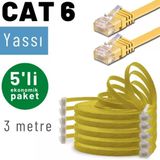 5 Adet 3 Metre Irenıs Cat6 Kablo Yassı Ethernet Network Lan Ağ Kablosu