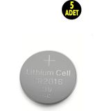 5 Adet 3 Volt CR2016 Lityum Para Pil (DL2016 Cr 2016 Bios-Kepenk-Kumanda Terazi Düğme Lithum Pili)