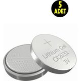 5 Adet 3 Volt Cr2032 Lityum Para Pil (Cr 2032 Bios-Kepenk-Kumanda Terazi Düğme Lithum Pili)