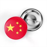 5 Adet - 44 Mm İğneli Çanta Rozeti - Vektörel Ülke Bayraklı China Çin Bayrağı