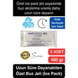 5 Adet 480 gr Soğutucu Jel Poşet Buz Aküsü Yolculuk Seyahat Yiyecek Için Uygun Uzun Süre Dayanım - Beyaz - 480 ml