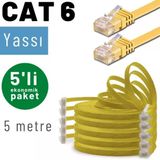 5 Adet 5 Metre Irenıs Cat6 Kablo Yassı Ethernet Network Lan Ağ Kablosu