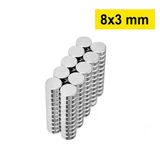 5 Adet 8X3mm Yuvarlak Neodyum Mıknatıs Güçlü Nikel Kaplamalı Kaliteli Dayanıklı Magnet