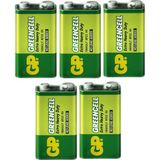 (5 Adet) 9 Volt Gp Greencell Pil GP1604G Çift Başlı Extra Güçlü,yeni