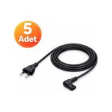 5 Adet - 90 Derece L Uç Teyp Radyo Fişi Ps5 Ps4 Ps3 Xbox One S X Power Güç Kablosu - 1.5m