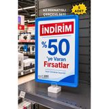 5 Adet - A3 Mavi Güçlü Mıknatıslı Fiyatlık Etiketlik – Dikey Yatay Afiş Fiyat Etiketi Çerçevesi Mavi