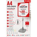 5 Adet - A4 Ayaklı Fiyat Etiketlik Teleskopik Borulu Çerçeve Etiketlik Yönlendirme Levhası Menü Panosu Kırmızı