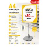 5 Adet - A4 Ayaklı Fiyat Etiketlik Teleskopik Borulu Çerçeve Etiketlik Yönlendirme Levhası Menü Panosu Sarı