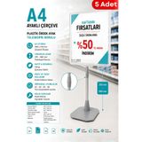 5 Adet - A4 Ayaklı Fiyat Etiketlik Teleskopik Borulu Çerçeve Etiketlik Yönlendirme Levhası Menü Panosu Şeffaf