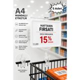 5 Adet - A4 Mandallı Fiyatlık | Etiketlik Sepet Raf Askılık Fiyat Etiketi Çerçeveli Market Mağaza Beyaz