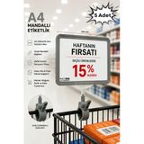 5 Adet - A4 Mandallı Fiyatlık | Etiketlik Sepet Raf Askılık Fiyat Etiketi Çerçeveli Market Mağaza Gri