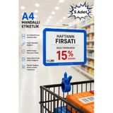 5 Adet - A4 Mandallı Fiyatlık | Etiketlik Sepet Raf Askılık Fiyat Etiketi Çerçeveli Market Mağaza Mavi