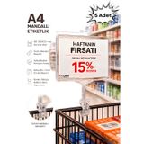 5 Adet - A4 Mandallı Fiyatlık | Etiketlik Sepet Raf Askılık Fiyat Etiketi Çerçeveli Market Mağaza Şeffaf