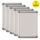 5 Adet A4 Opti Frame Alüminyum Çerçeve Seti, 25 mm Gümüş Eloksal Profil, Rondo (Yuvarlak) Köşe, Önden Yüklemeli Ev ve Ofis İlan/Poster Çerçevesi