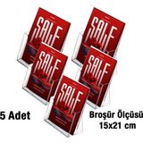5 Adet A5 (15X21) Masaüstü Akrilik Broşürlük Standı - Evrak Rafı