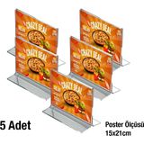 5 Adet A5 (15X21) Masaüstü T Tipi Yatay Föylük - Masaüstü Menü ve Fiyatlık Standı - Broşürlük