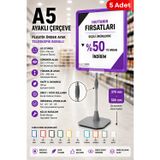 5 Adet - A5 Ayaklı Çerçeve Seti Plastik Ördek Ayak Teleskopik Borulu Fiyat Etiketliği Yönlendirme Levhası Menü Panosu Mor