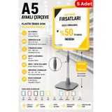 5 Adet - A5 Ayaklı Çerçeve Seti Plastik Ördek Ayak Teleskopik Borulu Fiyat Etiketliği Yönlendirme Levhası Menü Panosu Sarı