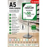 5 Adet - A5 Ayaklı Çerçeve Seti Plastik Ördek Ayak Teleskopik Borulu Fiyat Etiketliği Yönlendirme Levhası Menü Panosu Yeşil