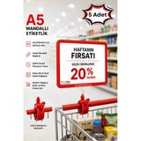 5 Adet - A5 Mandallı Etiketlik | Fiyatlık Sepet Raf Askılık Fiyat Etiketi Çerçeveli Market Mağaza Kırmızı