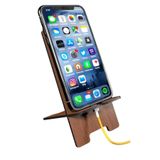 5 Adet Ahşap Dekoratif Masaüstü Telefon Tutucu Standı Şarj Kablosu Geçişli Cep Telefonu Tutucu
