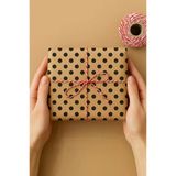 5 Adet Ambalaj Paket Kağıdı, Puantiye Desenli, Kraft-Siyah, (70X100cm) | Hediye Paketi Ambalaj Kaplama Kağıdı, Desenli Hediye Ambalajı, Kağıt, Hediye Kutusu Paketleme