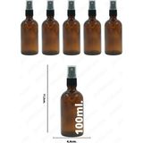 5 Adet Amber Cam Şişe 100ML Siyah Sprey Başlıklı Kolonya, Parfum Vb. Sıvılar Için Uygun Püskürtücülü