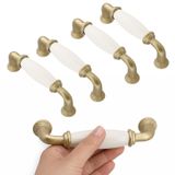 (5 Adet) Aris Porselen Mat Altın Kulp 96 Mm 9.6 Cm Mobilya Çekmece Dolabı Dolap Kapak Kulb Kulpu