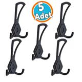 5 Adet Askı Dolap Askılık Askılığı Banyo Mutfak Askısı Duvar Kapı Arkası Elbise Vestiyer Siyah