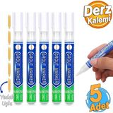 5 Adet Beyaz Derz Kalemi Hızlı Kuruyan Yedek Uç Su Bazlı Kokusuz Derz Dolgu Fayans Yenileme Boyası
