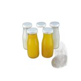 5 Adet Beyaz Plastik Kapaklı Cam Şişe 200 ml Şeffaf Sürahi Süt, Ayran, Su, Limonata Meşrubat Şişesi
