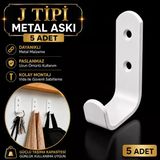 [5 Adet] Beyaz Portmanto Askı Vestiyer Duvar Dolap Elbise Askısı Metal Mobilya Kapı Askılığı Askılık