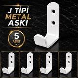 [5 Adet] Beyaz Portmanto Askı Vestiyer Duvar Dolap Elbise Askısı Metal Mobilya Kapı Askılığı Askılık