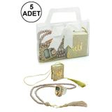 5 Adet Çantalı Mevlüt Hediyelik - Zikirmatik Tesbih Mini Kuranı Kerim Seti - Gold