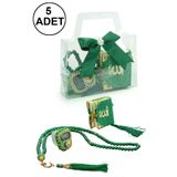 5 Adet Çantalı Mevlüt Hediyelik - Zikirmatik Tesbih Mini Kuranı Kerim Seti - Yeşil