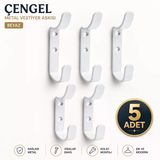 (5 Adet) Çengel Metal Portmanto Vestiyer Duvar Dolap Elbise Askısı Beyaz Mobilya Askılığı Aparatı