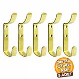 (5 Adet) Çengel Metal Portmanto Vestiyer Duvar Dolap Elbise Askısı Gold Mobilya Askılığı Aparatı