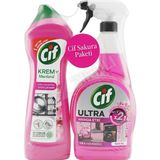 5 Adet Cif Krem Sakura 750 Ml + Cif Anında Etki Sakura 1025 Ml