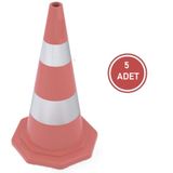 5 Adet Çift Reflektifli Trafik Konisi 700mm Ecolıght CVLZPLN702808R2ECO5AD