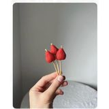 5 Adet Çilek Figürlü Pasta Mumu - Çilekli Doğum Günü Mumu - 1 Adet