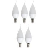 5 Adet Çok Kaliteli E14 Duy 5 Watt, 6400 Kelvin Beyaz Işık LED Ampul, Avize, Şamdan Ampulü Mum Ampul - 1 - 10 W - Soğuk Beyaz