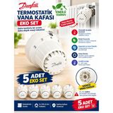 5 Adet--Danfoss Rae Termostatik Vana Kafası - Radyatör Petek Isı Ayarlayıcı Termostat Sensör Seti (Geçmeli / Click Model)