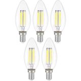 5 Adet Dekoratif Mum LED Avize Ampulü Rustik E14 6W 6500K Beyaz Işık