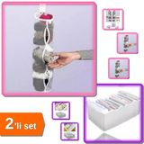 5 Adet Dolap İçi Asılabilir Çorap Düzenleyici + 8 Gözlü Akordiyon Çekmece Düzenleyici - 2Li Set W7hl